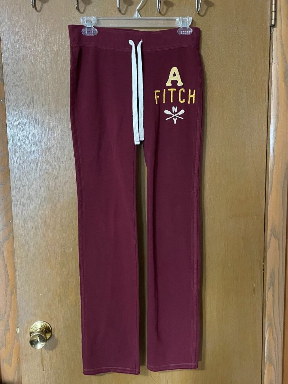 Y2K Abercrombie & Fitch Embroidered Burgundy Sweatpants Women's Size XS